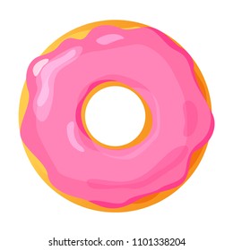 Colorful donut on white background, flat vector illustration