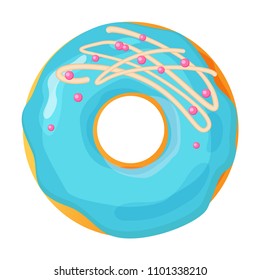 Colorful donut on white background, flat vector illustration