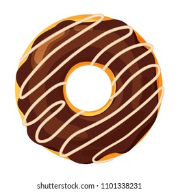 Colorful donut on white background, flat vector illustration