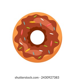 Colorful donut on white background, flat vector illustration