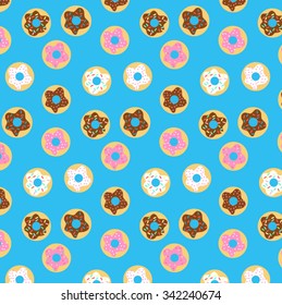 colorful donut pattern with bright blue background