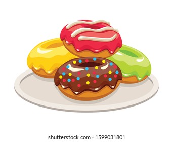 colorful donut platter vector art