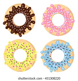 Colorful donut set flat design isolated on white