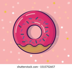 colorful donut with sparkle stars