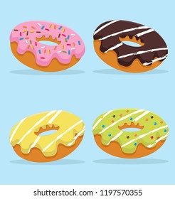 Colorful Donut vector set