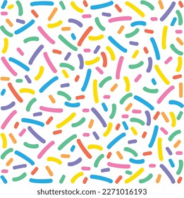 Colorful Donuts Glaze Seamless Pattern with Sprinkle Topping. Vector Illustration.