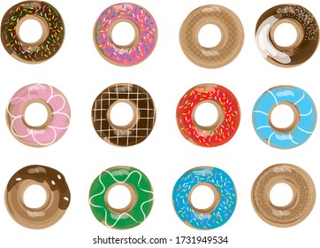 Colorful donuts. Illustration of sweets.
