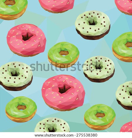 Colorful donuts. Pattern. Polygons