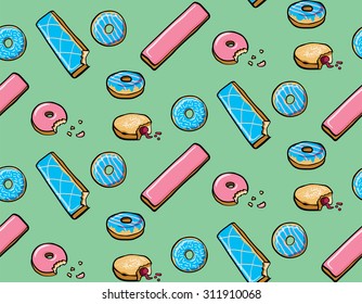 Colorful Donuts Seamless Vector Pattern