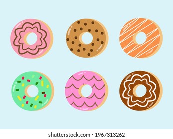 Colorful Donuts Set Illustration Vector