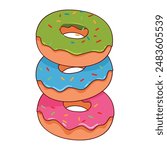 Colorful Donuts Stack Vector Illustration