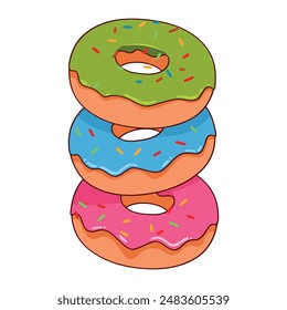 Bunte Donuts Stack-Vektorillustration