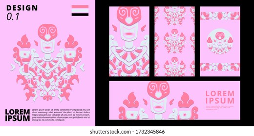 Colorful doodle abstract background pattern set with dummy text for poster, web design, landing page, social media story, and print material.