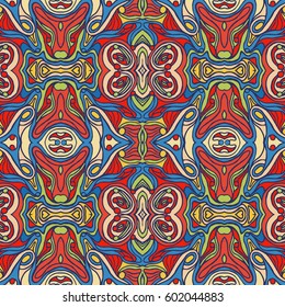 Colorful doodle abstract seamless pattern. Can be used for wallpaper, pattern fills, web page background, surface textures.