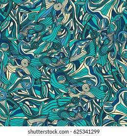 Colorful doodle abstract seamless pattern. Can be used for wallpaper, pattern fills, web page background, surface textures.