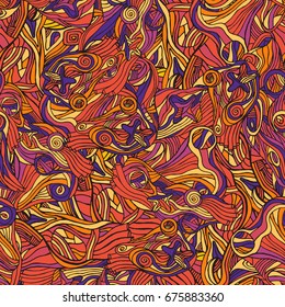 Colorful doodle abstract seamless pattern. Can be used for wallpaper, pattern fills, web page background, surface textures.