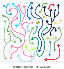 Colorful Doodle Arrows Isolated Vector Set 