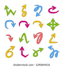 colorful doodle arrows set