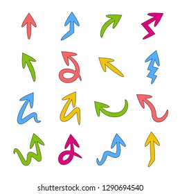colorful doodle arrows set