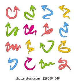 colorful doodle arrows set