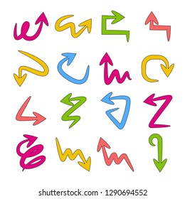colorful doodle arrows set