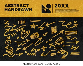 Colorful Doodle Arrows Vector Background – Hand Drawn Sketchy Arrow Set on board Textured
