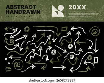 Fondo de Vector de flechas de Doodle colorido - dibujado a mano Flecha incompleta Set a bordo con textura