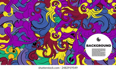 colorful doodle art with various elements. it is suitable for background, book cover, cover, template, flayer, summer project. it is also useful for coloring book project