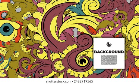 colorful doodle art with various elements. it is suitable for background, book cover, cover, template, flayer, summer project. it is also useful for coloring book project
