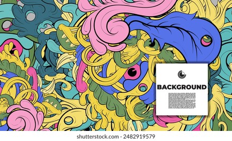 colorful doodle art with various elements. it is suitable for background, book cover, cover, template, flayer, summer project. it is also useful for coloring book project