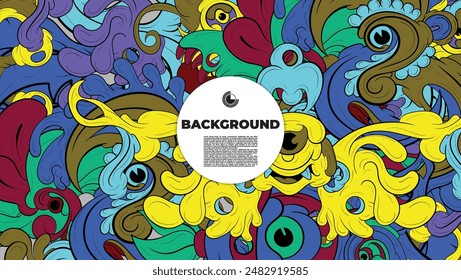 colorful doodle art with various elements. it is suitable for background, book cover, cover, template, flayer, summer project. it is also useful for coloring book project