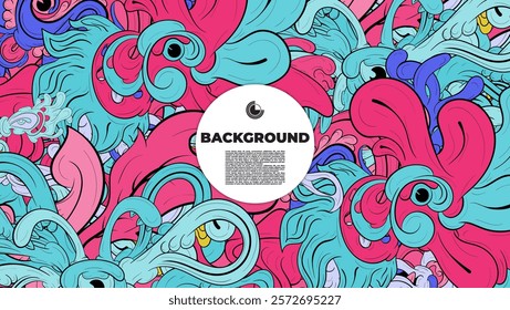 Colorful Doodle Artwork with Diverse Elements, Perfect for Backgrounds, Book Covers, Templates, Flyers, Summer Projects, and Ideal for Coloring Book Designs.