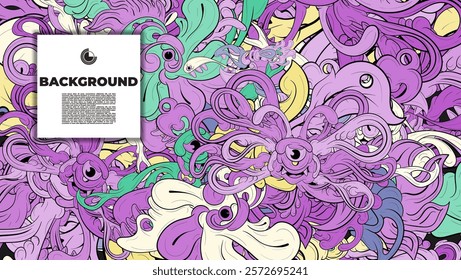 Colorful Doodle Artwork with Diverse Elements, Perfect for Backgrounds, Book Covers, Templates, Flyers, Summer Projects, and Ideal for Coloring Book Designs.