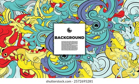 Colorful Doodle Artwork with Diverse Elements, Perfect for Backgrounds, Book Covers, Templates, Flyers, Summer Projects, and Ideal for Coloring Book Designs.