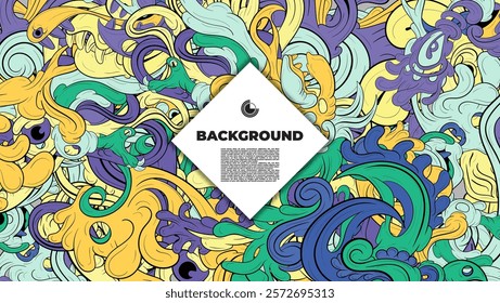 Colorful Doodle Artwork with Diverse Elements, Perfect for Backgrounds, Book Covers, Templates, Flyers, Summer Projects, and Ideal for Coloring Book Designs.