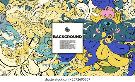 Colorful Doodle Artwork with Diverse Elements, Perfect for Backgrounds, Book Covers, Templates, Flyers, Summer Projects, and Ideal for Coloring Book Designs.