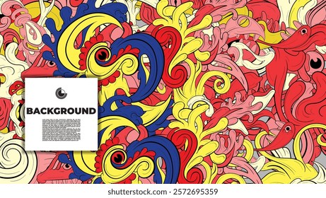 Colorful Doodle Artwork with Diverse Elements, Perfect for Backgrounds, Book Covers, Templates, Flyers, Summer Projects, and Ideal for Coloring Book Designs.