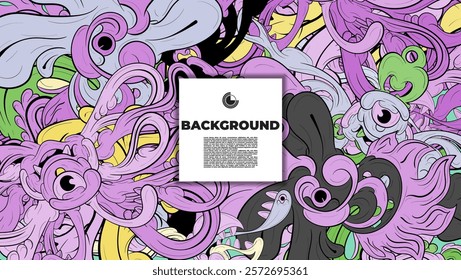 Colorful Doodle Artwork with Diverse Elements, Perfect for Backgrounds, Book Covers, Templates, Flyers, Summer Projects, and Ideal for Coloring Book Designs.