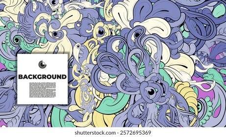 Colorful Doodle Artwork with Diverse Elements, Perfect for Backgrounds, Book Covers, Templates, Flyers, Summer Projects, and Ideal for Coloring Book Designs.