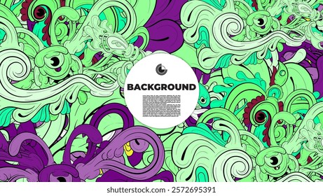 Colorful Doodle Artwork with Diverse Elements, Perfect for Backgrounds, Book Covers, Templates, Flyers, Summer Projects, and Ideal for Coloring Book Designs.