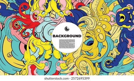 Colorful Doodle Artwork with Diverse Elements, Perfect for Backgrounds, Book Covers, Templates, Flyers, Summer Projects, and Ideal for Coloring Book Designs.