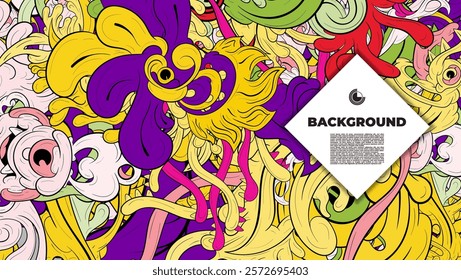 Colorful Doodle Artwork with Diverse Elements, Perfect for Backgrounds, Book Covers, Templates, Flyers, Summer Projects, and Ideal for Coloring Book Designs.