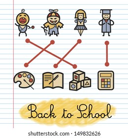 Colorful Doodle Back to School Icon Background Illustration