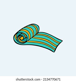 Colorful doodle beach towel illustration. Colorful summer icon