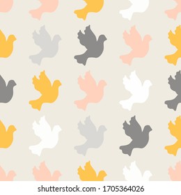 Colorful doodle bird seamless pattern. Collection of flat hand drawn birds. Cute background for textile print, wrapping paper, wall art design