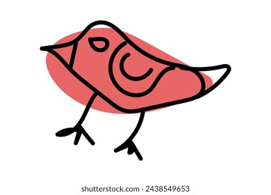 Colorful Doodle Bird. Vector hand drawn illustration done in black, red colors. One from the collection on Happy Easter	