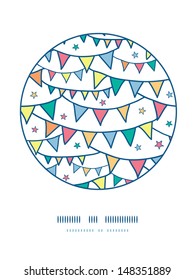 Colorful doodle bunting flags circle decor pattern background