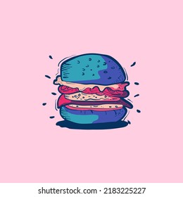 Colorful doodle burger vector illustration