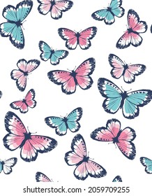 COLORFUL DOODLE BUTTERFLY SEAMLESS PATTERN