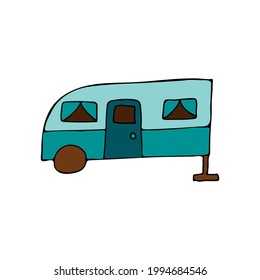 Colorful doodle camping van illustration in vector. Colorful camping van in vector